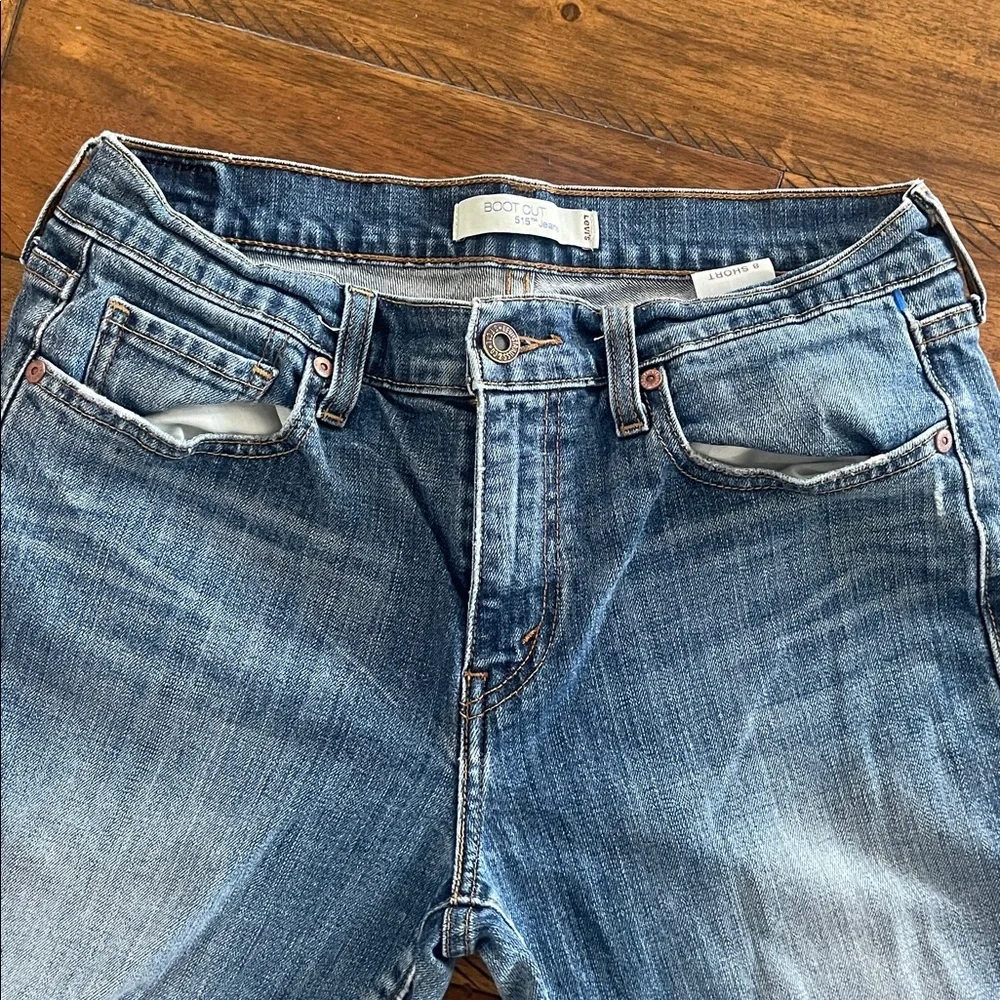 Vintage Levi’s 515 boot cut blue denim jeans size 8 short mid rise distressed 8p - Picture 2 of 16